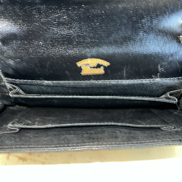 Vintage 60s 70s  Gucci Black Leather Women's Bag lizard skin purse - Picture 13 of 16